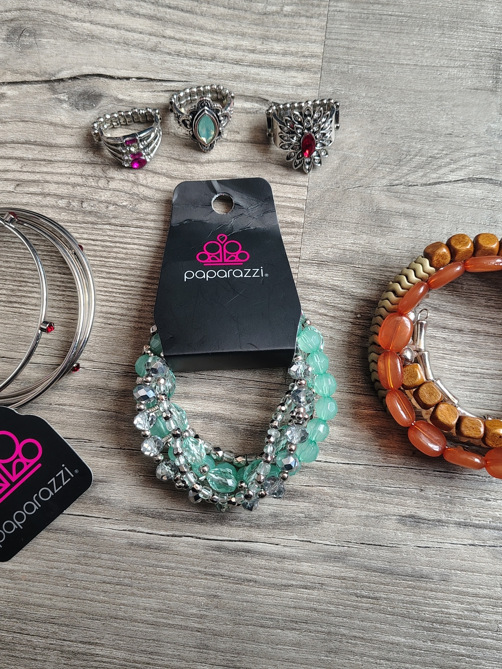 Paparazzi Lot Of 6 Jewelry 3 Rings,3 Stack Bracelet Sets Boho Whimsical Feminine